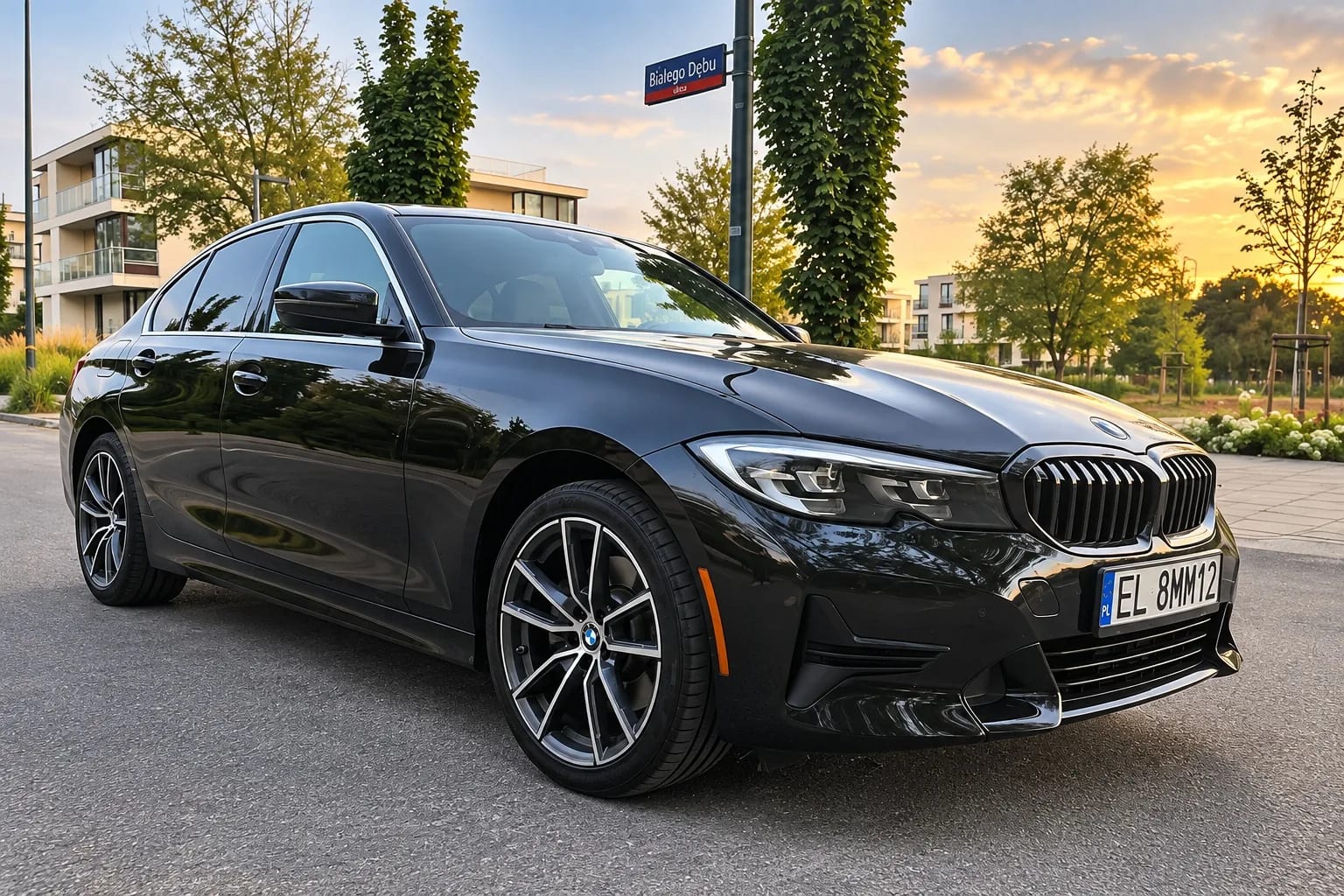 BMW 330i — car rental in Warsaw, front three-quarter view